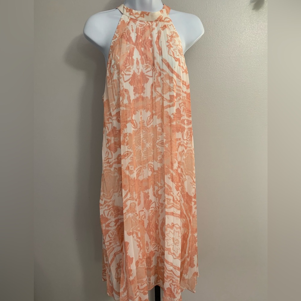 BCBGeneration Orange and White Halter Sundress